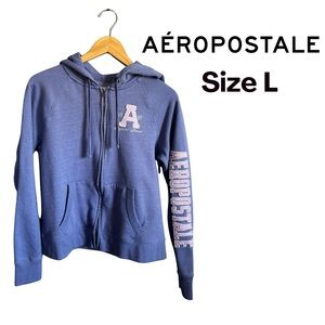 Aeropostale Women's Full Zip Hoodie Blue Pink Vintage Y2K Style Size Large EUC